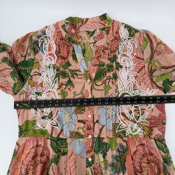 Soft Surroundings Bellicia Floral Embroidered Midi Dress Women's Size Large Pink - Picture 8 of 10